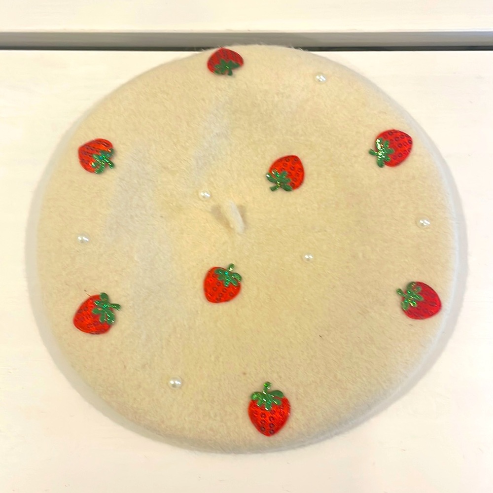 Strawberry beret from glitter bones boutique